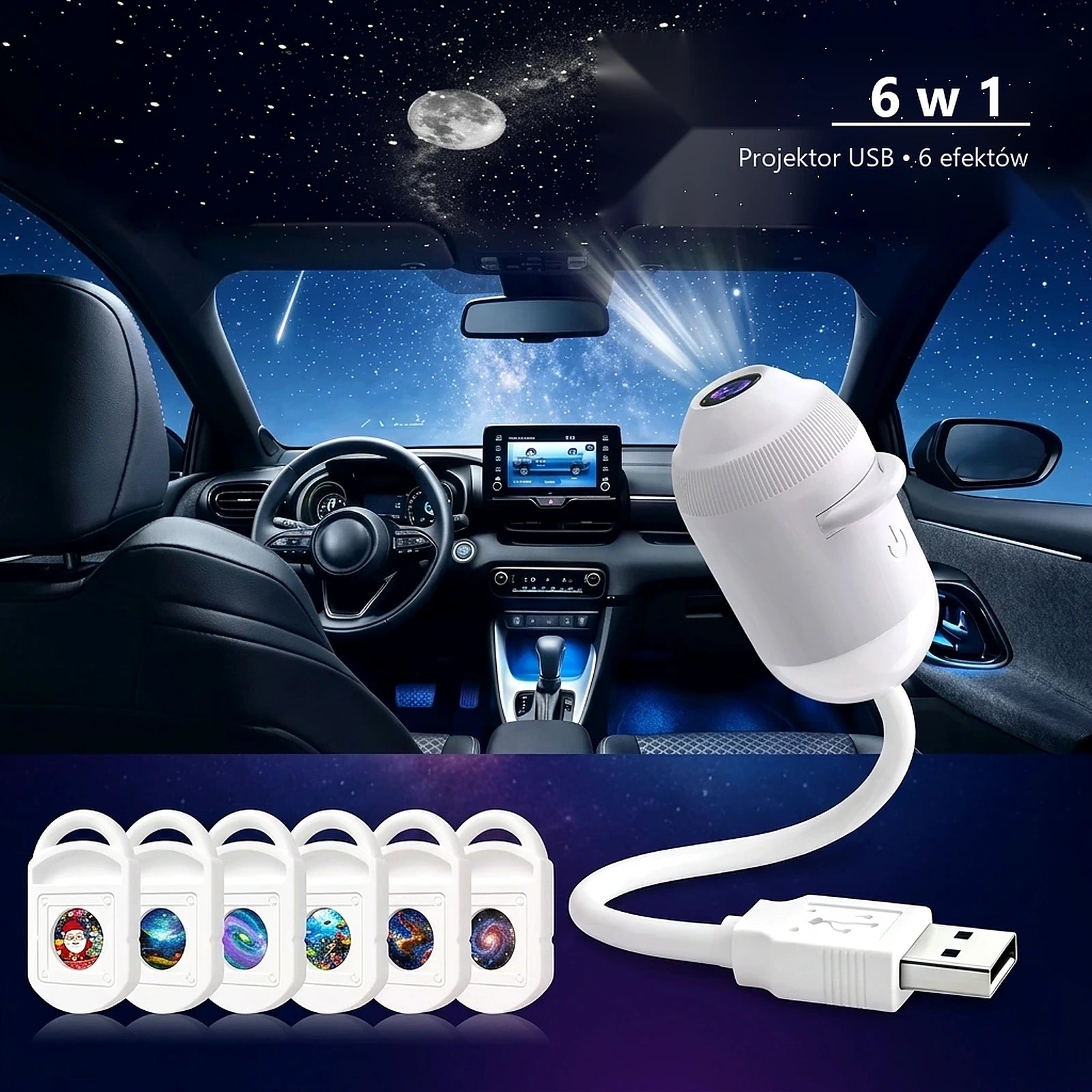 Projektor Lunavio StarBeam + 6 efektów